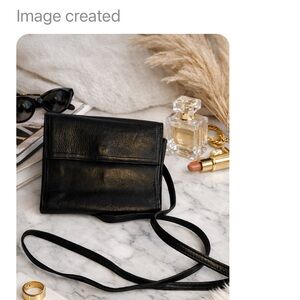 Kenneth Cole Black Leather Crossbody Wallet Bag